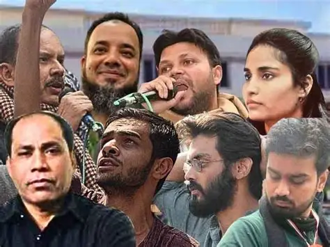 Umar Khalid, Sharjeel Imam, Gulfisha Fatima, Meeran Haider, Mohd Saleem Khan, Shifa Ur Rehman, Athar Khan, Abdul Khalid Saifi, and Shadab Ahmed.